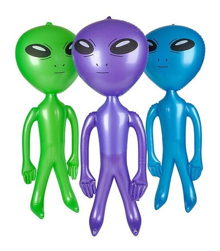 Set 3 Alien Inflable Gigante 80 Cms De Altura 3 Colores