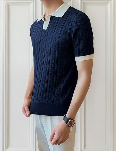 Polo De Hombre Con Textura De Jacquard Elástico