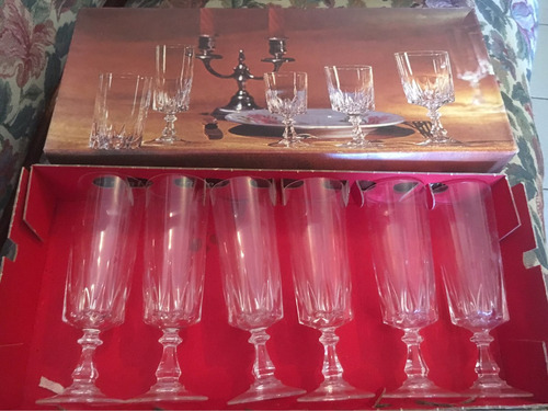 Juego De 6 Copas Champagne Cristal Francés  En Caja Nuevas