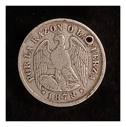 Chile 1 Décimo 1878 Regular Plata Km 136.2 Perforada