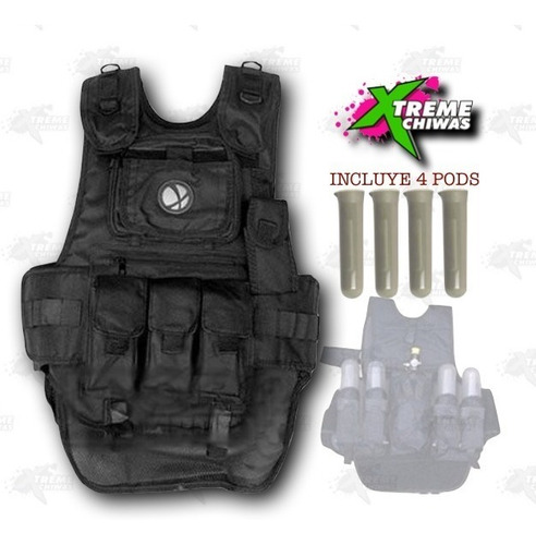 Chaleco Tactico Ligero 4+1 Genex Gotcha Pods Paintball Xtm C