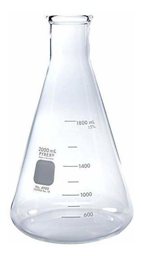 Matraz Erlenmeyer De Boca Estrecha ~ Vidrio Pyrex De 2 Litro