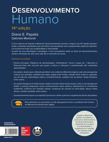 Desenvolvimento Humano, De Diane E. Papalia , Gabriela Martorell. Editora Artmed, Capa Mole, Edição 14 Em Português, 2022