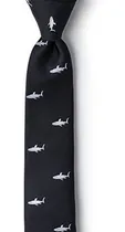 Comprar Corbata Delgada De Microfibra Negra | Corbata Delgada Sharks