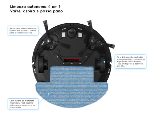 Robô Aspirador Pó Passa Pano Úmido Erb40 Bivolt Electrolux