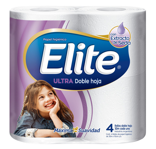 Papel Higiénico Elite Ultra Con Seda Doble Hoja 30 M De 4 U