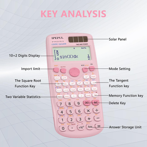 Calculadora Científica Ipepul Pink Función 417 Pantalla 4 Lí