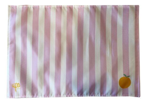 Mantel Individual Tela Impermeable Para Niños 40x30cm Color Rosa Rayado