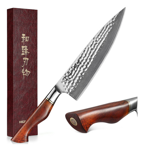 Cuchillo Chef Damasco 21 Cm Acero En Polvo Martillado