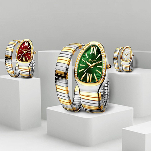 Relojes De Cuarzo Con Diamantes Con Forma De Serpiente Missf Color Del Fondo Verde