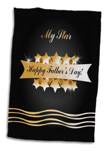 3d Rose Happy Fathers Day On Star Banner Gold And Black...