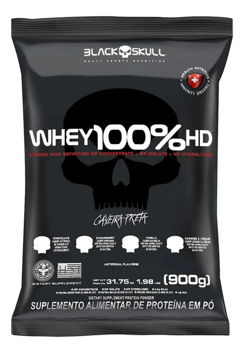 Whey Protein Concentrado Wey Black Skull 100% Puro Sabor Morango