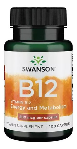 Vitamina B12 Cianocobalamina 500 Mg - 100 Cápsulas Swanson 