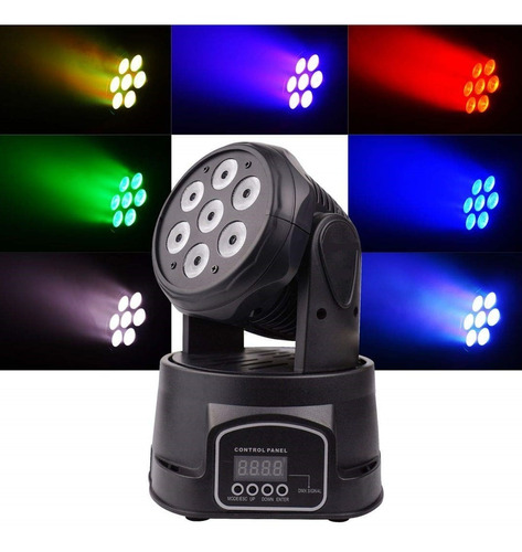 Cabezal Movil Wash 7 X 10w Rgb Dmx Automatico Audioritmico