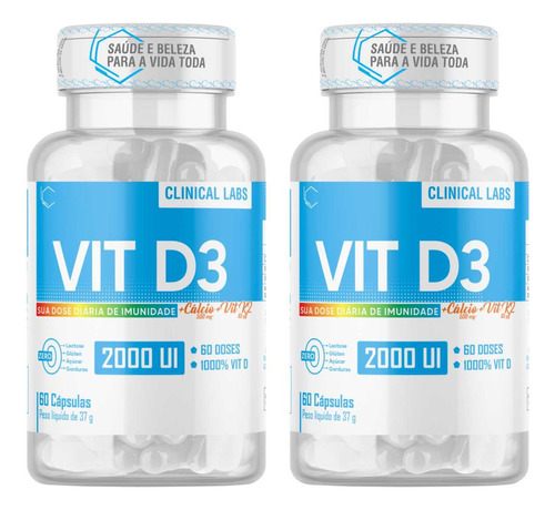 2x Vitamina D3 2000ui + Mk7 + Vitaminas 60 Capsulas