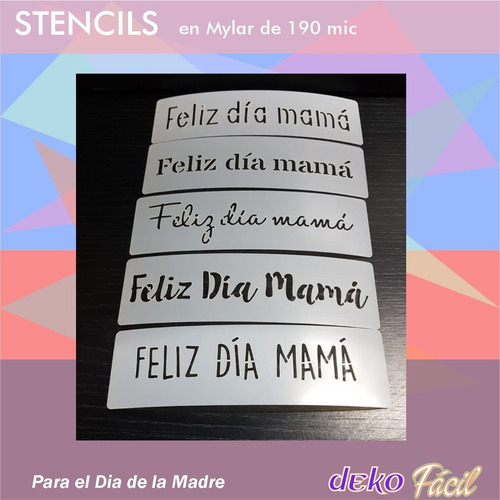 Imagen 2 de 4 de Pack X 6 Stencil Chicos Decorativo Dia De La Madre