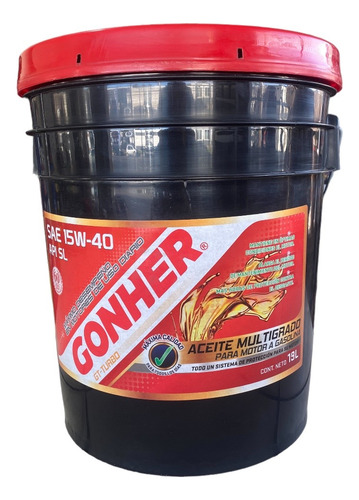 Aceite Motor Gasolina 15w40 Multigrado Api Sl Gonher 19 Lts