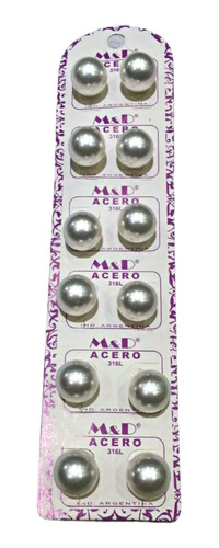 Aros Acero Perla Con Pasante Tira X 6 Pares