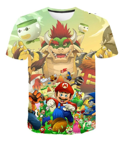 Camisa Super Mario Bros Anime Peach, Donkey Kong, Toad, Yosh