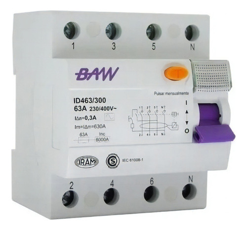 Interruptor Diferencial 4P  63A ID463/030 BAW