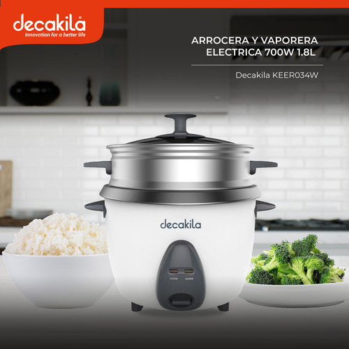 Arrocera Electrica 700w Vaporera Decakila Keer034w Olla Antiadherente 1.8 Litros