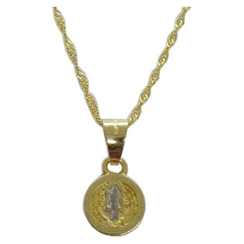 Medalla De San Benito Bautizo Oro 10k Cadena Regalo