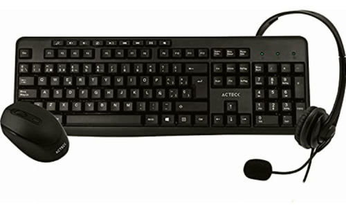 Acteck Kit 3 En 1 Teclado Multimedia Mouse Y Audifonos Kt30