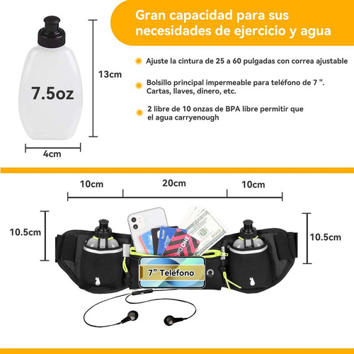 Deportiva,cinturón Para Correr Con 2 Botellas De Agua,bolsay