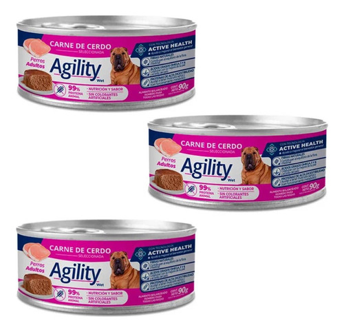 Alimento Humedo Agility Wet Lata Sieger Adulto 90 Grs X 3