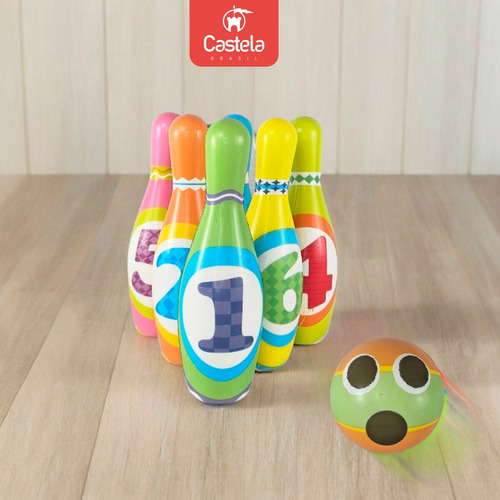 Brinquedo Boliche Educativo Infantil 6 Pinos 2 Bolas Castela
