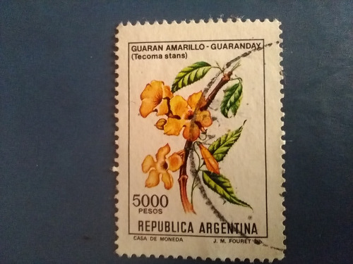 Estampilla Argentina Flor Guaran Amarilla Unica Año 1982