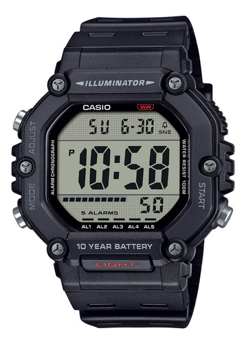 Reloj Casio Ae1600 Digital Ae-1600h-1avcf Correa Negro Negro Negro