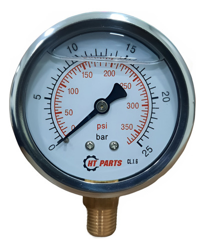 Manômetro Glicerina 1/4 Npt 0-25 Bar / 0-350 Psi 63mm