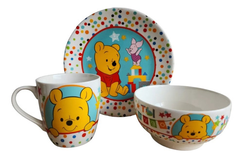 Set De Vajilla Desayuno Niños X3 Piezas, Winnie Pooh