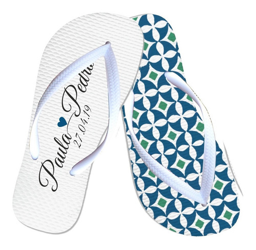 Imagem 2 de 7 de Chinelos Personalizados Baratos Na 25 De Março Pattern Blue