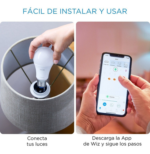 Imagen 4 de 10 de Lampara Led Bulb Wiz Wifi Color Rgb 9w E27