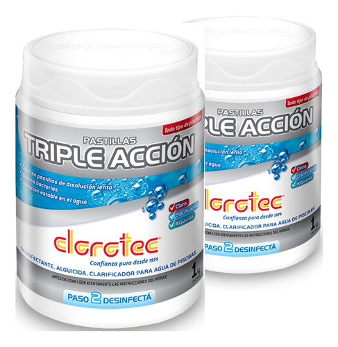 Pastillas Triple Accion Clorotec De 200gr  X 1kg X 2