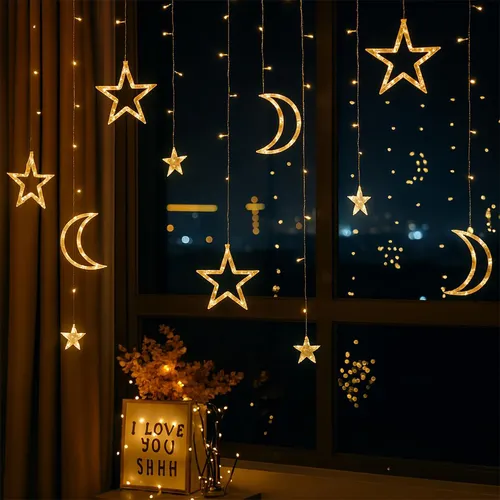 Pisca Pisca Cascata Led 3 Metros Estrela Lua Decoração Natal
