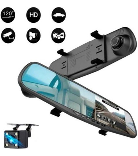 Espejo Retrovisor Con Pantalla + 2 Cámara Retroceso 12-24vt