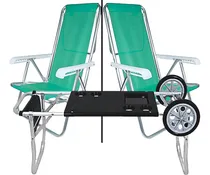 Comprar Combo 2 Reposeras Playeras + Carro Mesa Sillas Playa Jardin