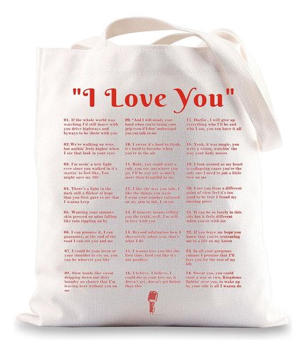 Bwwktop Letras De Música I Love You Inspired Tote Bag Cantan