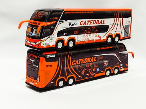 Kit 2 Ônibus Catedral G7 E G8 Dd 4 Eixos 30cm - Branco/preto