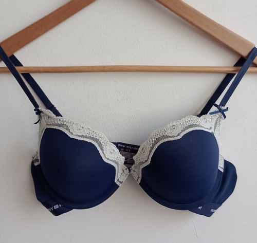 Corpiño Tommy Hilfiger 36 B Azul Encaje 95 Push Up Aro