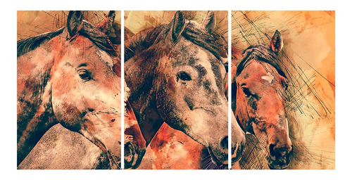 Cuadro Trio De Caballos 60x120 Cm Entero O Triptico