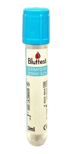 Tubos Citrato De Sodio 3,2% 3ml Vacio Bluttest X100 Unidade