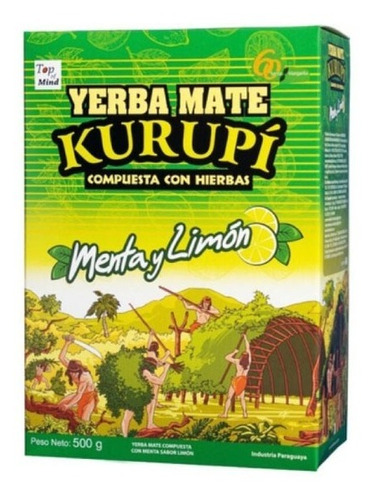 Yerba Mate Kurupí Menta Y Limón X 1/2kg Por 12 Unidades