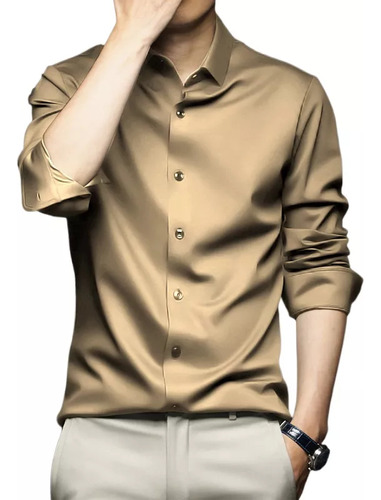 Camisa Formal De Seda Fría Para Hombre