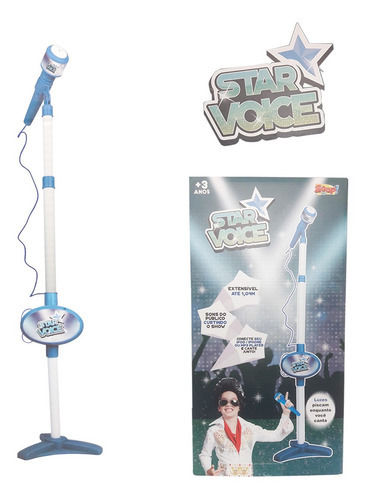 Microfone De Brinquedo Star Voice C Som E Luz C Adap Celular