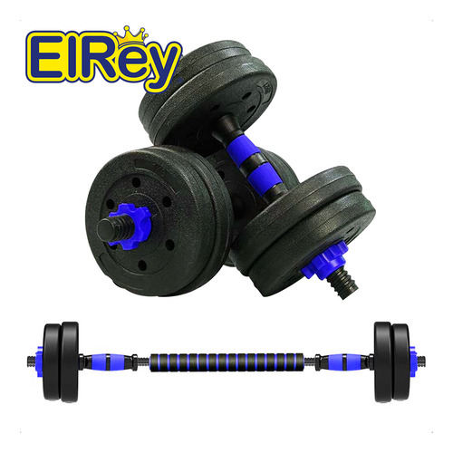 Set 2 Mancuernas + Barra 3en1 + 20kg Disco Pesa Pvc - El Rey