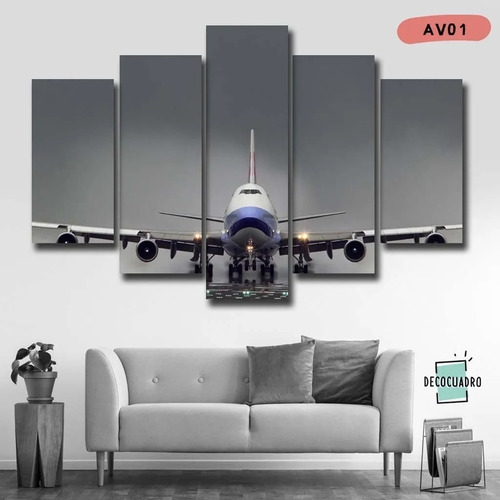 Imagen 2 de 9 de Poliptico Moderno 100x50 Cuadro Personalizable Aviones